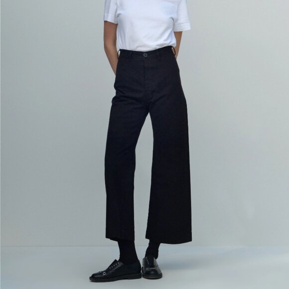Jesse Kamm | Sailor Pants Wide Leg Organic Cotton Canvas Black Size 8 - Picture 2 of 11